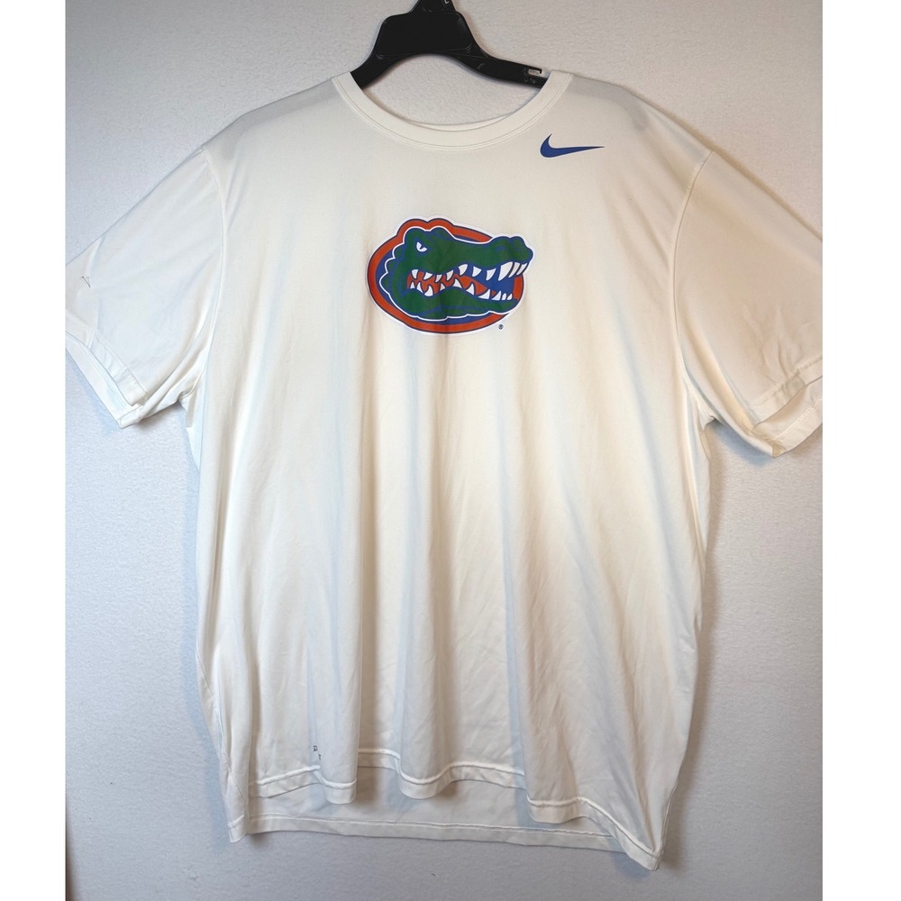 Nike Florida Gators T-Shirt Mens 2XL White Excellent Dri-FIT NCAA Tee